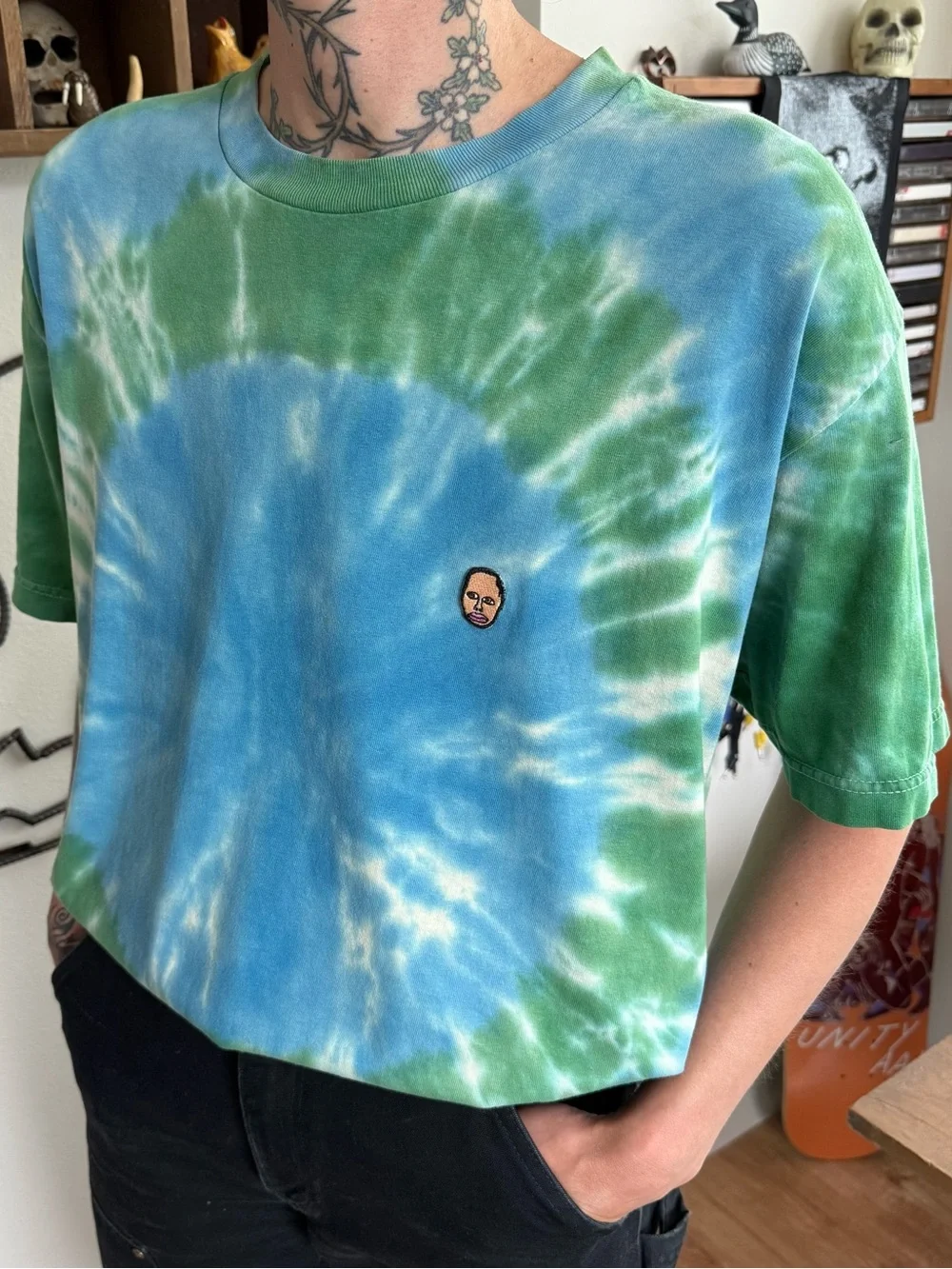 Odd Future Earl Sweatshirt Embroidered Face Tie Dye Tee ~ Size Large